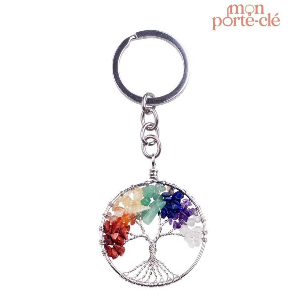 Porte-Clé Arbre de Vie avec symboles des Chakras