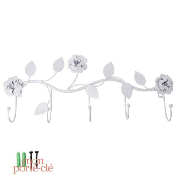 Support mural pour clés avec motif floral