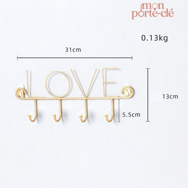 Accessoire mural pour clés Love Inox au style épuré