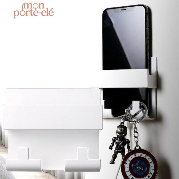 Support mural pour téléphone et clés design fonctionnel