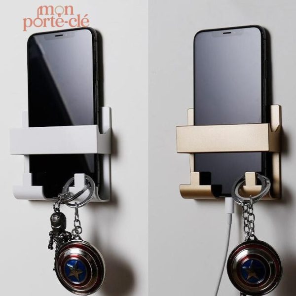 Accessoire mural pratique : porte-clé et support téléphone