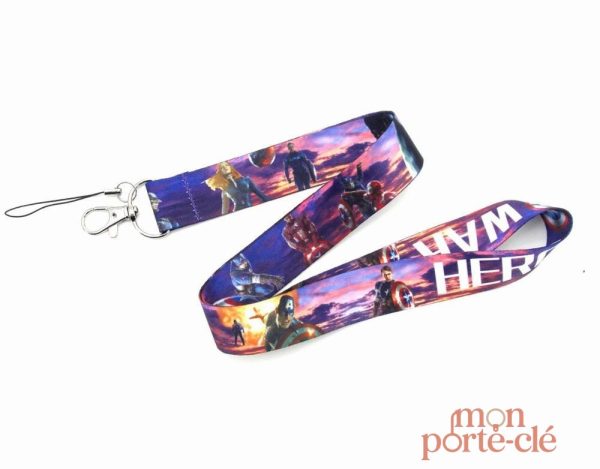 Tour de cou coloré avec porte-clé Avengers